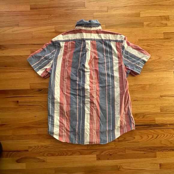 POLO RALPH LAUREN x Classic Fit Red Blue Stripe Short Sleeve Shirt Cotton SIZE L - Picture 5 of 7